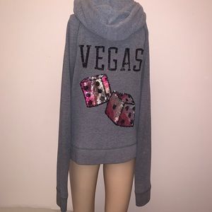 “Vegas” grey zip up hoodie VS PINK